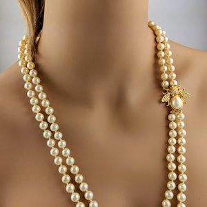 Joan Rivers Bee Pearl Rhinestone Necklace